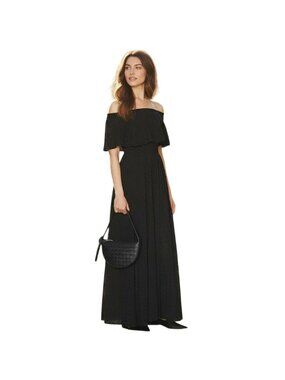 Helsa Petite Eyelet Garden Black Maxi Dress NWT - Size S